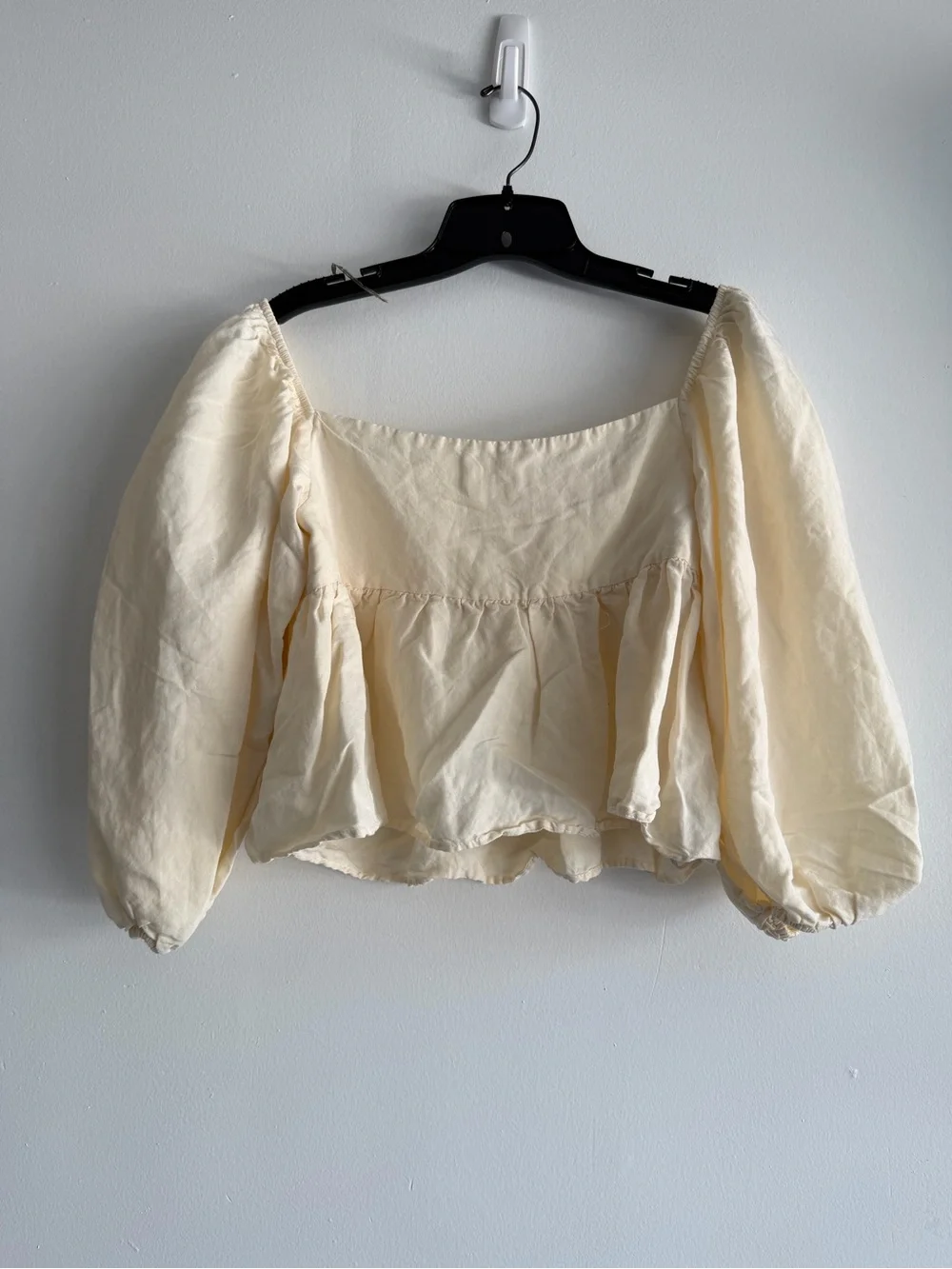 Anthropologie Women's Cream Lace Babydoll Crop Top Size Small 8533